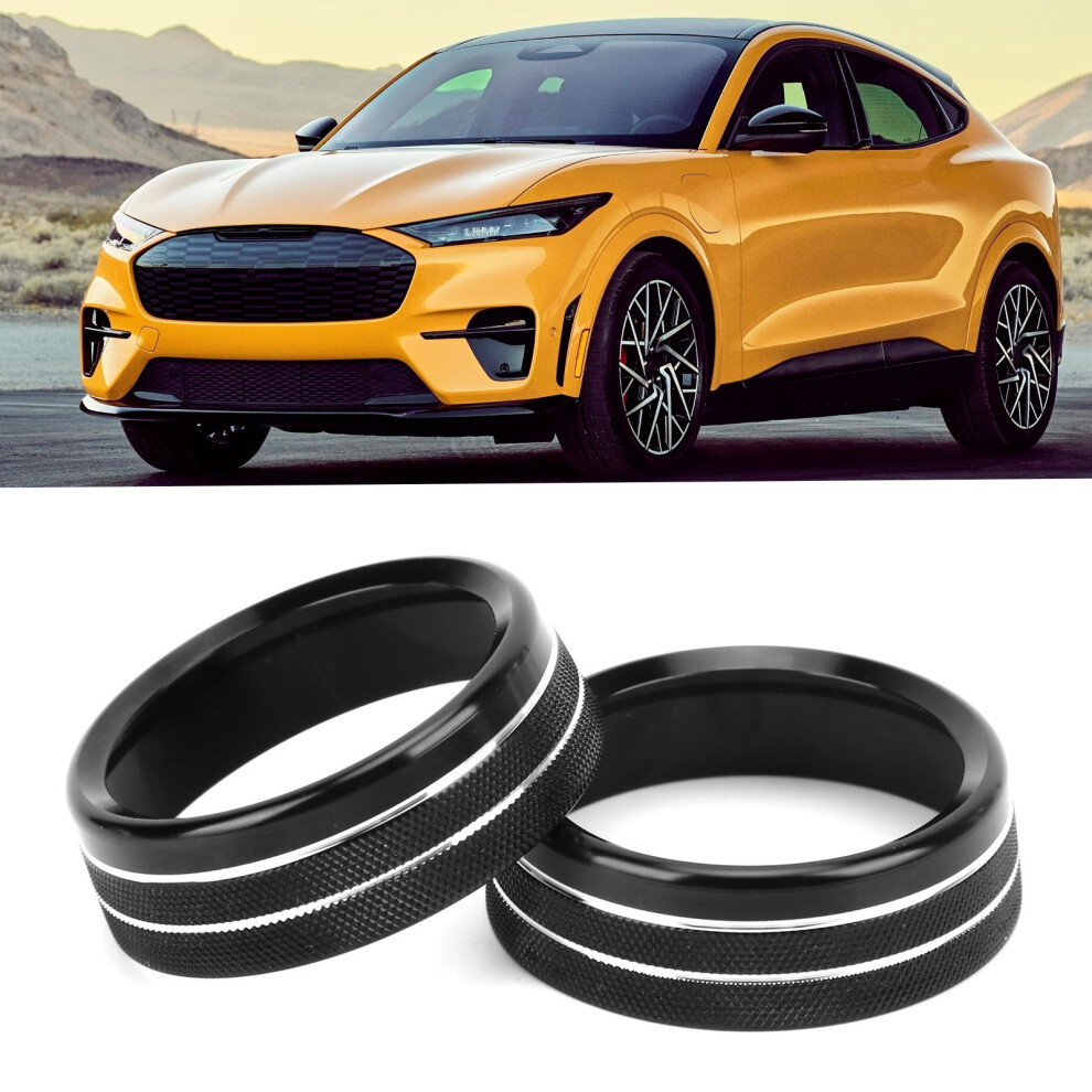 2Pcs Aluminum Air Conditioning Knob Trim Rings For Ford Mustang Focus Black 3161390960255