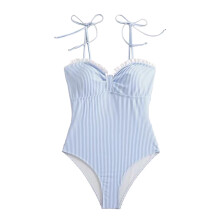 Damenmode-gestreifter verbundener Badeanzug aus-Blau XL