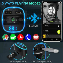 Transmissor FM veicular Bluetooth 5.4 revolucionário com carregador de porta USB dupla e microfone aprimorado para chamadas em modo mãos-livres