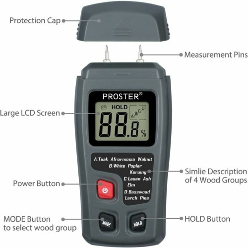 Sensitive Electrode Pins Moisture Meter, Auto Power Off Feature Compatible with Efficient Battery Usage 1