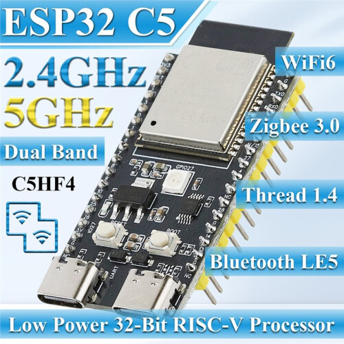 ESP32-C5-DevKitC-1 Development Board Dual-Frequency 2.4G 5GHz WiFi Module with Pin N4 4MB Flash WIFI 6 CH340 32PIN 2