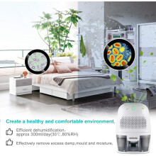 Hocheffizienter Luftentfeuchter für Badezimmer und Küchen, tragbares Design mit großem transparentem Tank, leiser Betrieb und automatische