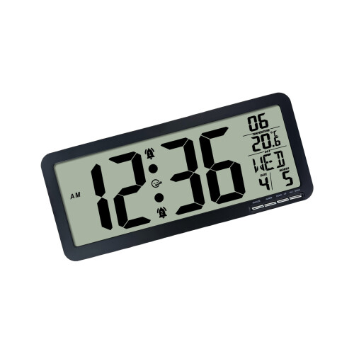 Multifunction LCD Digital Clock With Time Date Display-Black