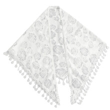 Polyester Lace Embroidered Triangular Scarf Shawl for-White