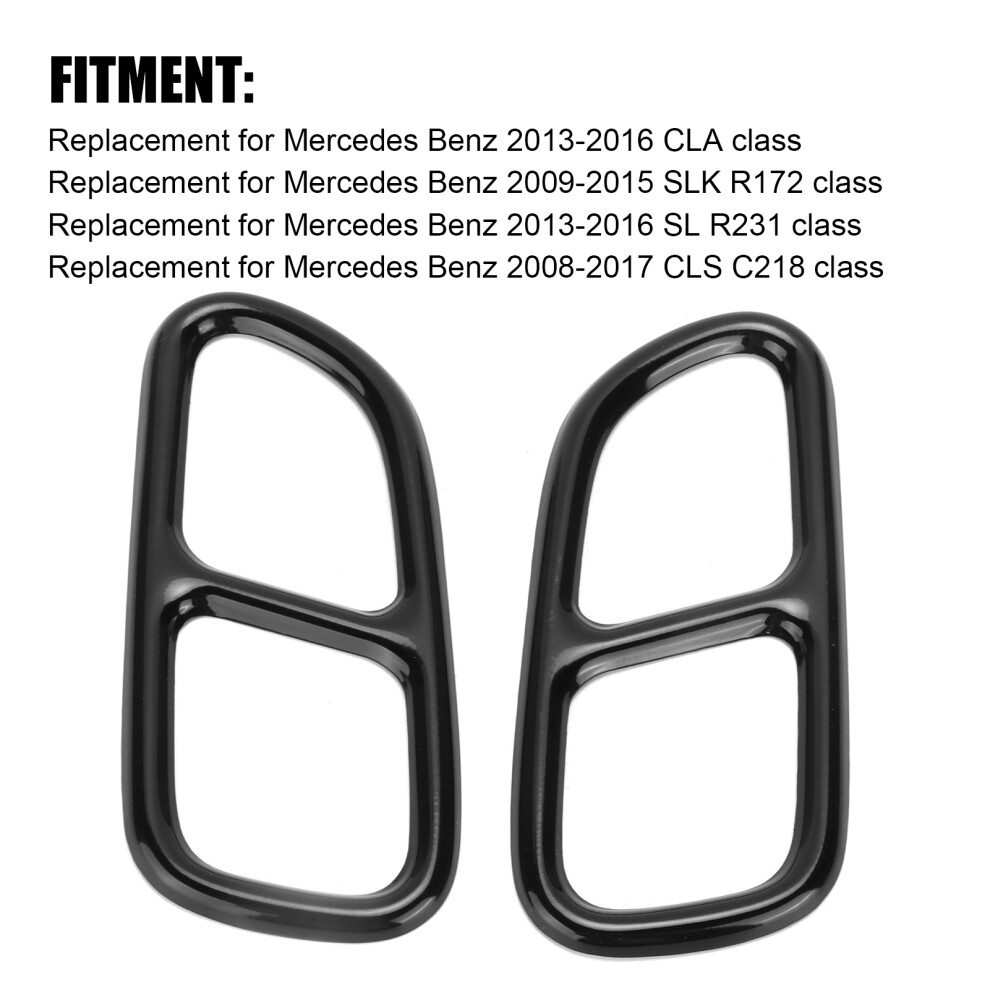 2Pcs Quad Outlet Exhaust Tip Trim For Mercedes Black 7055741790201