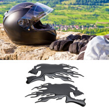 2 Stück Motorrad Kraftstofftank Aufkleber 3D Flammen Schädel Schwarz Universell einsetzbar