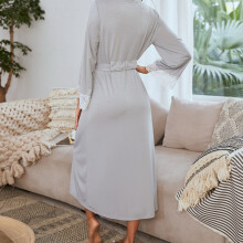 Bata para mujer, bata larga, elegante kimono, ropa de dormir, bata envolvente con cuello en V y ribete en contraste, batas de gofre para mujer,