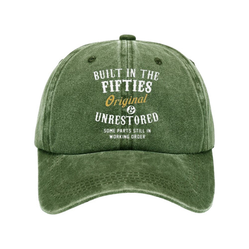 Nostalgic Baseball Cap Wash Cotton Adjustable-Green fifties