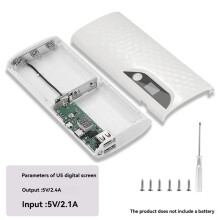 Selbstbau-Powerbank-Gehäuse für 18650-Akkus, Abnehmbare Akkuladebox für Mobiltelefone (Ohne Akku), Weiß