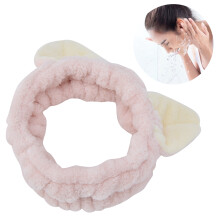 Weiche pinke Katzenohren Haarband für Gesichtswäsche & Spa Damen Schleifen-Stirnband