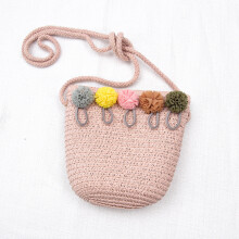 (Pink) Cartoon Sling Bag for Girls - Straw Braided Mini Purse