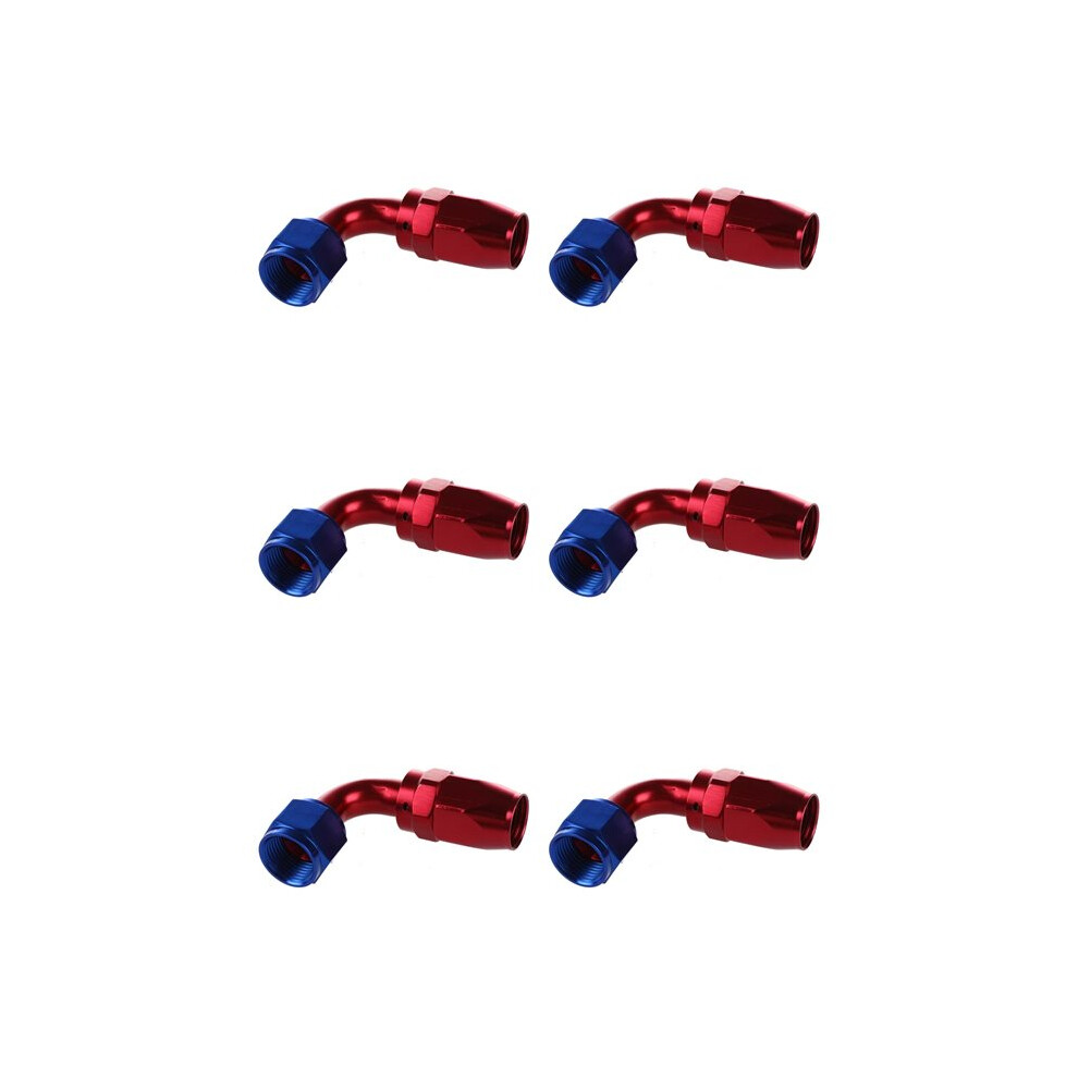 6X An10/90 Degree Swivel Oil Fuel Hose End Fitting Adapter Aluminum + Red 6031106895409