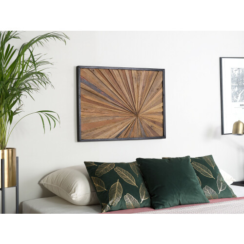 Beliani Wall Decor MERIDA 60 cm Teak Wood Brown 1