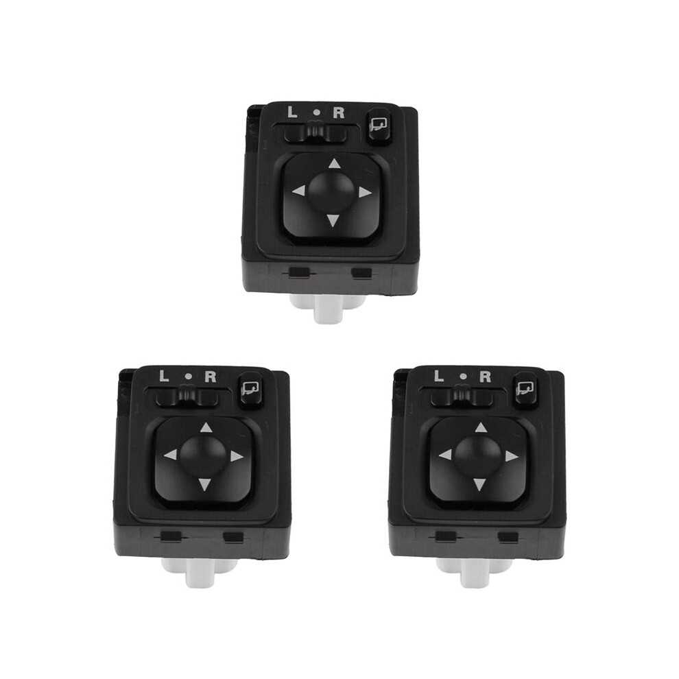 3X Mr951187 Car Rearview Mirror Sontrol Knob Button With Folding For Pajero Montero Black 4712935601516
