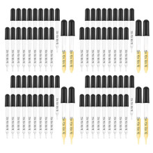 80 Stuks 1 Ml Glazen Vloeistofdruppelaars, Oogdruppelpipetten met Zwarte Zuignap, voor Make- Kunstvloeistof, Rechte Puntstijl