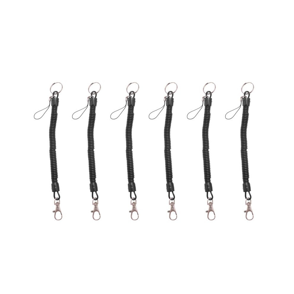 6X Lobster Clasp Black Spring Stretchy Coil Cord Strap Keychain Key Chain Rope 6032677291966