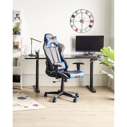 Beliani Office Chair GAMER Faux Leather Dark Blue 1