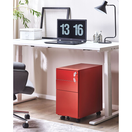 Beliani Storage Unit BOLSENA Metal Red 1