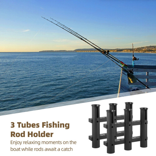 Fishing Rod Holder Side Mount 2 pcs Black Plastic 2