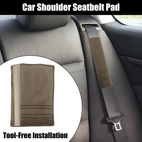 Microfiber Car Seatbelt Pad Covers Brown 27x6.5 cm 2 pcs 1