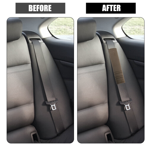 Microfiber Car Seatbelt Pad Covers Brown 27x6.5 cm 2 pcs 2