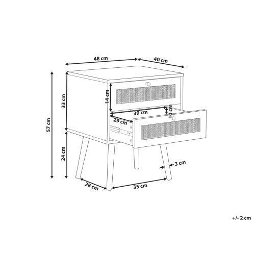 Beliani 2 Drawer Bedside Table PEROTE Rattan Light Brown 2