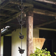 5X Rain Chains for Gutters Mobile Birds Cups Rain Chimes 7.8Ft Rain Chimes with Attached Hanger and Birds