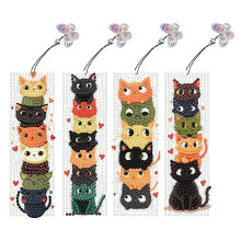 4Pcs Special Shape Animal Diamond Painting Bookmarks with Pendant DIY Diamond Art Bookmarks Kits Gift for Reader Crafts