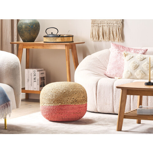 Beliani Pouffe DUKI Jute Pink 1