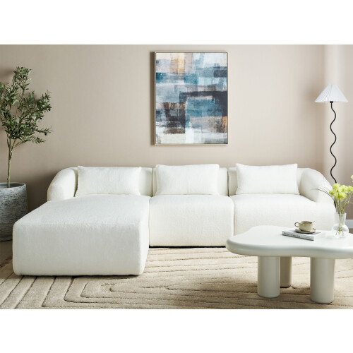 Beliani Corner Sofa 3 Seater SVANSELE Boucle Off-White Right Hand 1