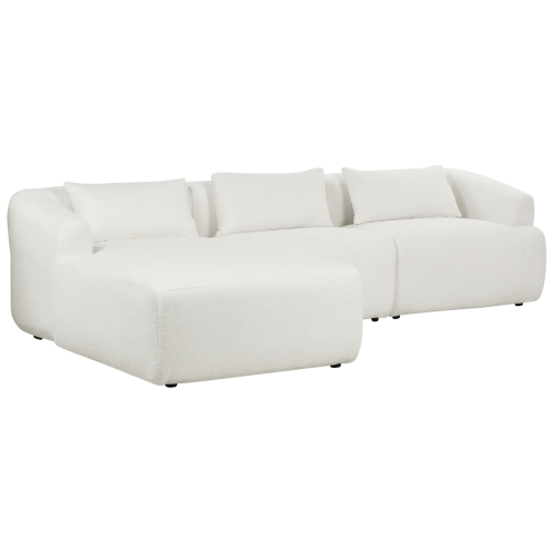 Beliani Corner Sofa 3 Seater SVANSELE Boucle Off-White Right Hand 2