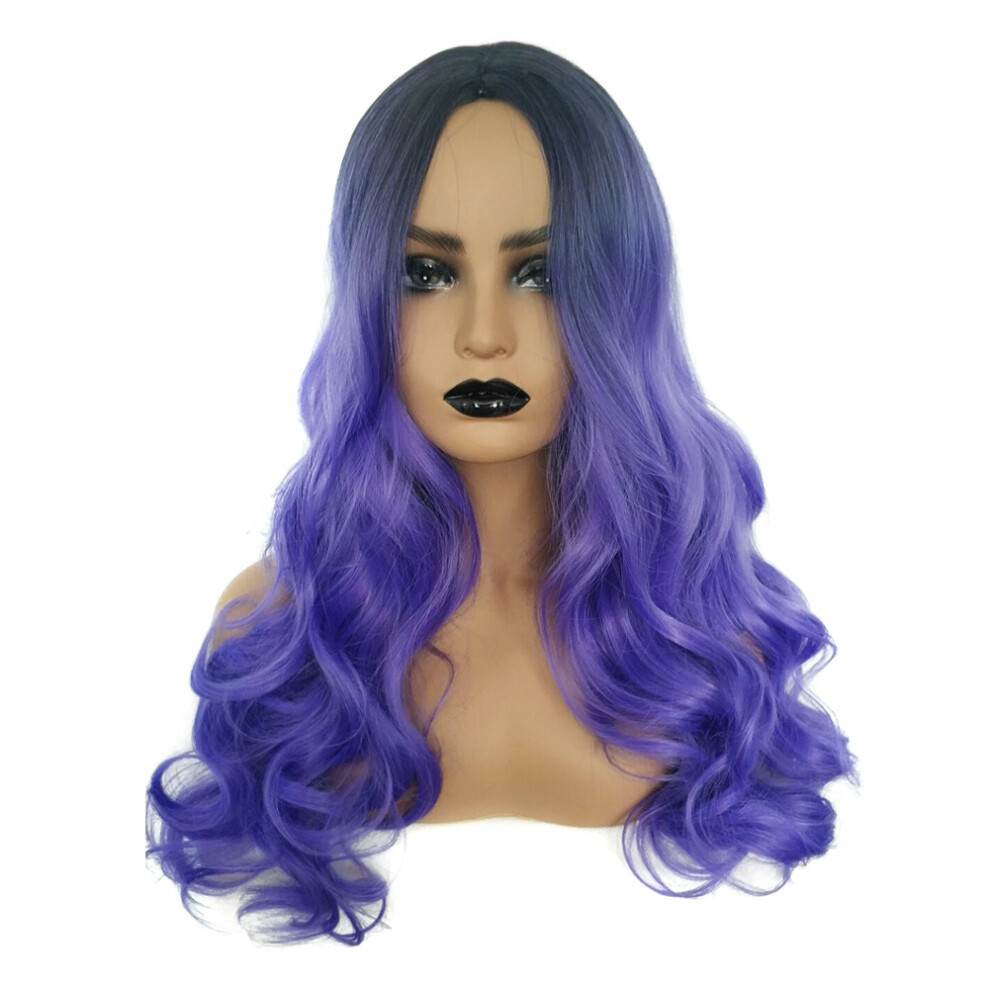 Reach-Tools Unisex Purple (Ombre ) Ombre Curly Wig For Women - 70Cm Synthetic Cosplay Hair