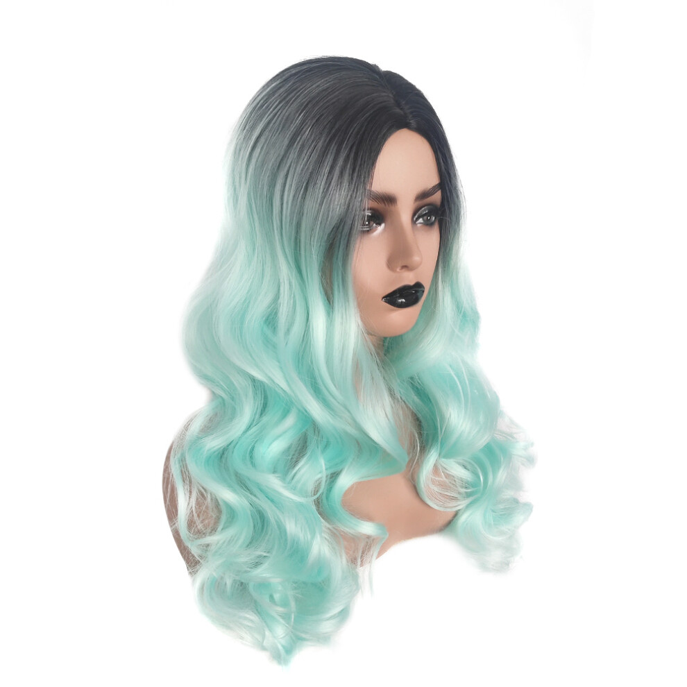 Dcph-Clothing (Ombre Green) Ombre Curly Wig For Women - 70Cm Synthetic Cosplay Hair