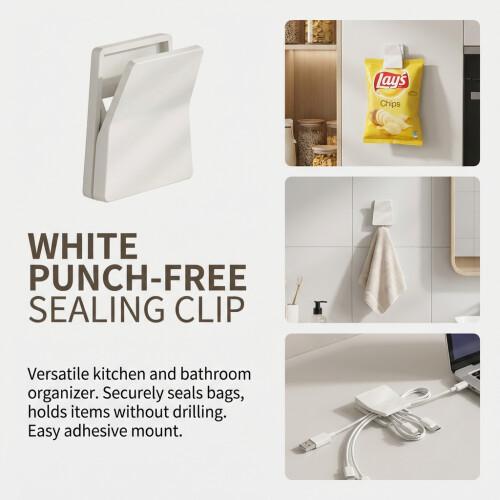 Wall Mounted Snap Lock Clamp - Kitchen & Bathroom Organizer
