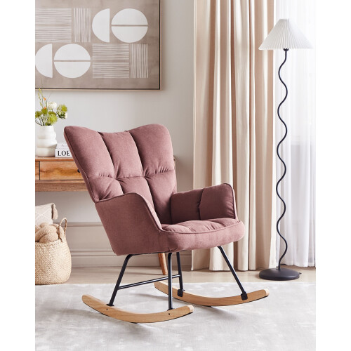 Beliani Rocking Chair OULU Fabric Pink 1