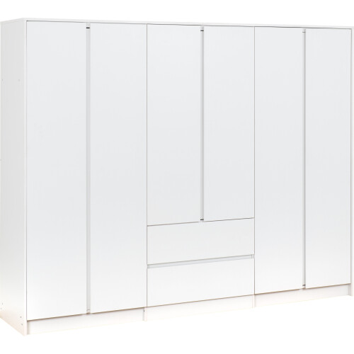 Seconique Malvern 6 Door 2 Drawer Wardrobe - White 2