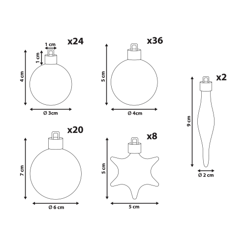Beliani Set of 102 Baubles BANDAK Silver 2
