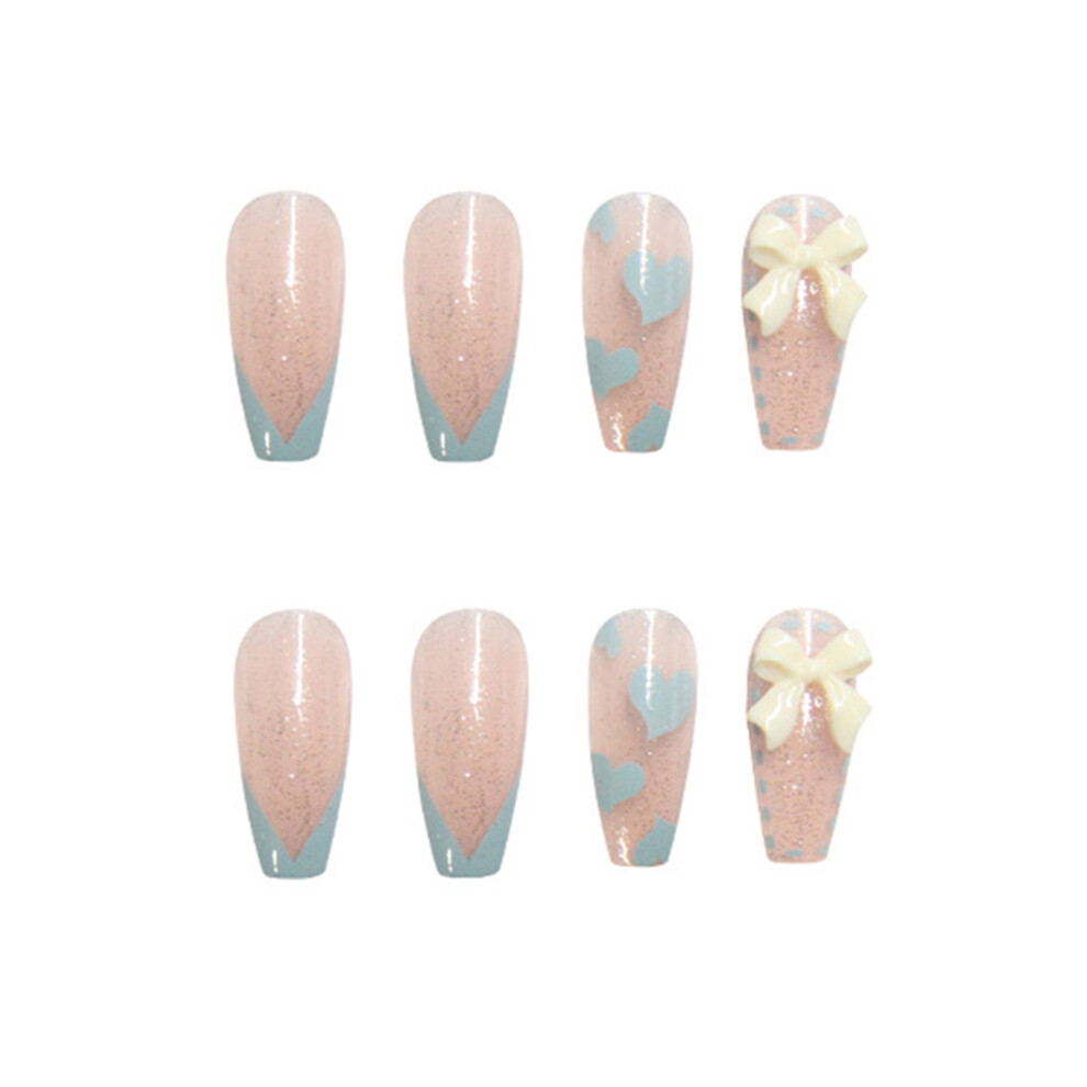 Creation-3C 24Pcs Ballet French False Nails, Long Wearable Manicure Patch