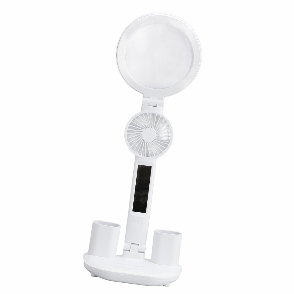 Unisex Light Led Desk Lamp With Fan, Dimmable Usb Port, Clock & Temperature