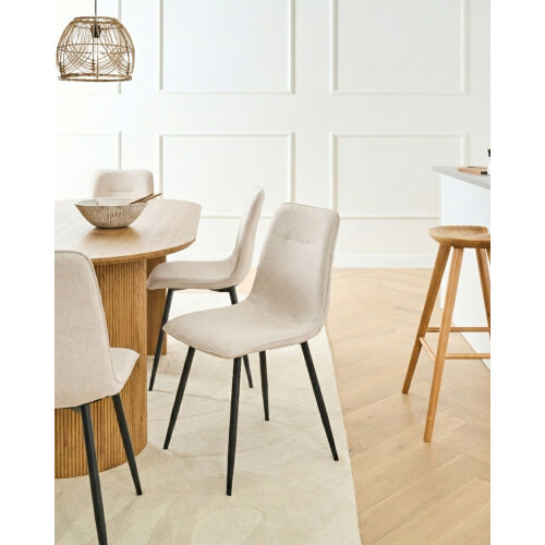 Beliani Set of 4 Dining Chairs TUSCOLA Fabric Light Beige 1