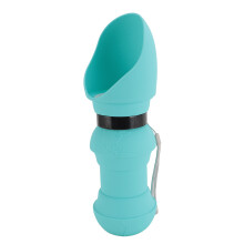 Portable Silicone Dog Water Bottle 28.5x9cm Blue & Collapsible Travel Dispenser