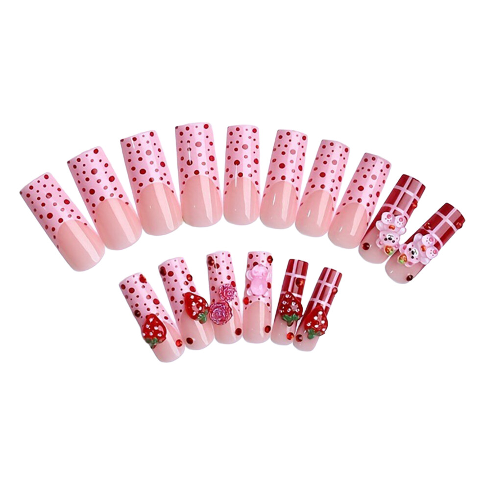 Reach-Tools Strawberry Bear French Nails, 24Pcs