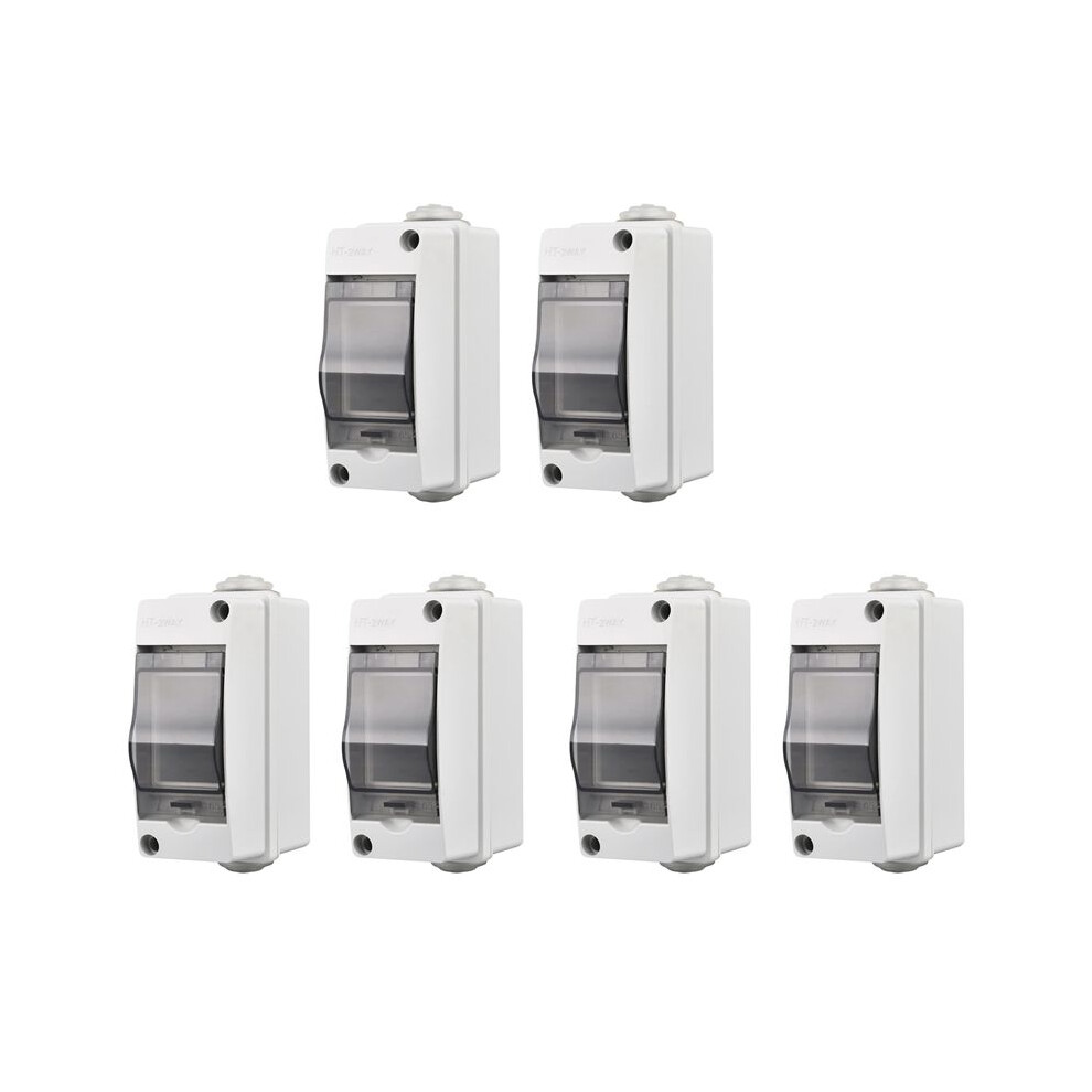 2 Way Distribution Protection Box, Waterproof Transparent Cover 2 Din Rail Outdoor Distribution Junction Box 6Pcs 6033705605359