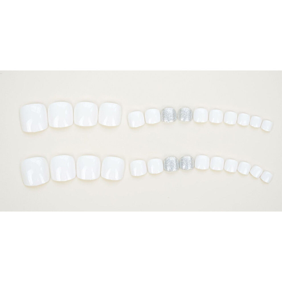 Reach-Tools (Standard) Glitter Square Press-On Toenails, Easy Stick For Stage Wear