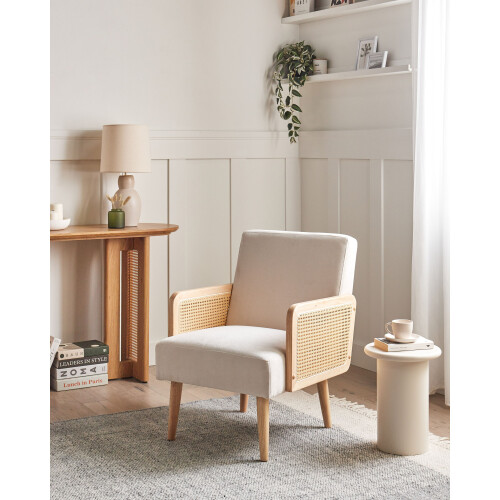 Beliani Armchair HOJBY Fabric Light Beige 1