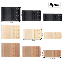 (Combination 2) 3-Size Bra Extenders, 9-Pack, 3 Colors