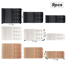 (Combination 3) 3-Size Bra Extenders, 9-Pack, 3 Colors
