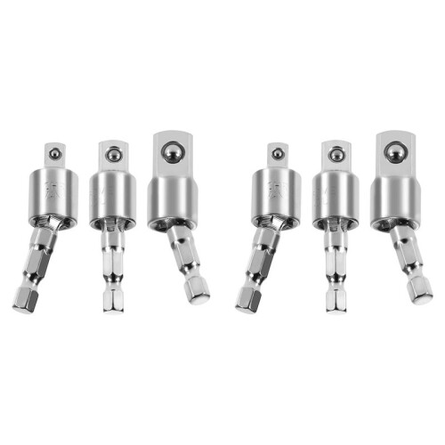 6 Pack Impact Grade Socket Adapter 360-Degree Universal Joint Swivel Socket Set, Socket to Drill Adapter