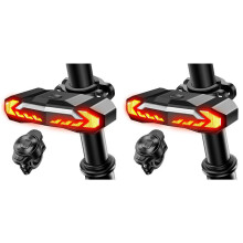 2X Bike Tail Light with Turn Signal and Brake Light Anti Theft Bike Alarm with Remote,IP65 Bike Rear Light