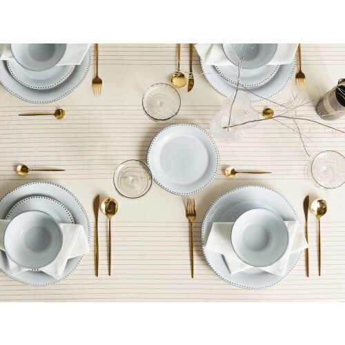 Beliani Set of 24 Dinnerware CHERVIL Stoneware Light Blue 1